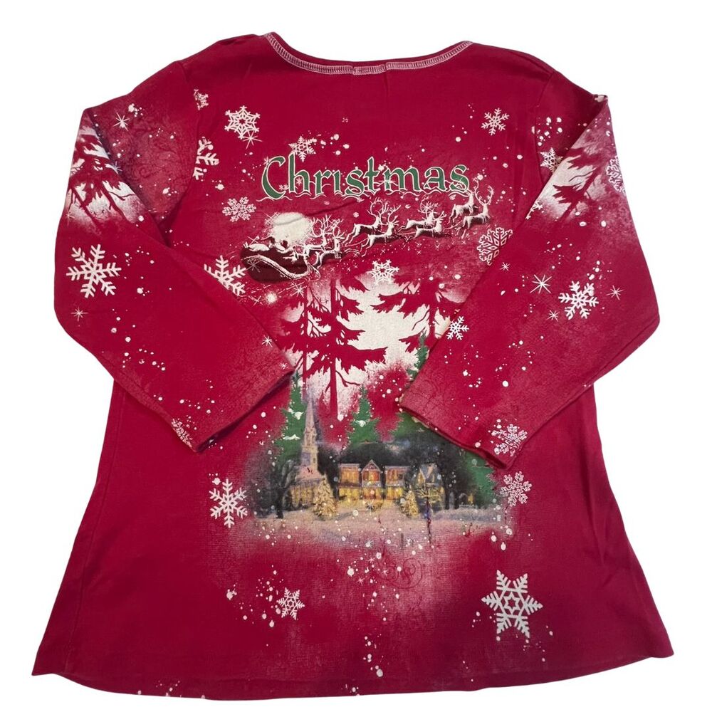 Studio Gem Top Women Large Ugly Christmas Tree Holiday Festive Snow Flakes Shirt - Picture 9 of 10